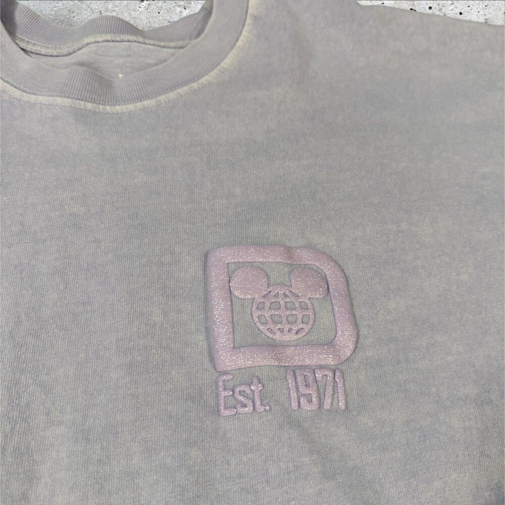 Walt Disney World Spirit Jersey XXL Glitter Purple Puff Print Shirt Est 1971 - Picture 7 of 10